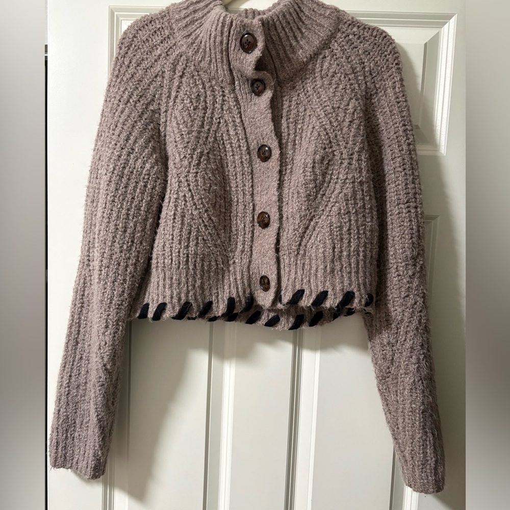 Dh New York Anthropologie Taupe Knit cardigan- small